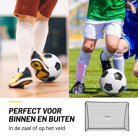 Dunlop Voetbaldoel - 300 x 205 x 120 cm - Buitenspeelgoed voor Kinderen en Volwassenen - Snelle Montage - Voetbal Training Doel - Metaal - Zwart