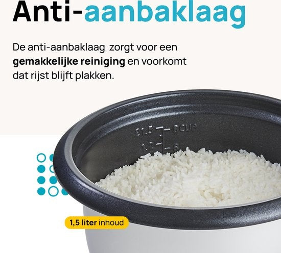 MOA Rijstkoker met Stomer 1,5 liter - RVS - RC18S