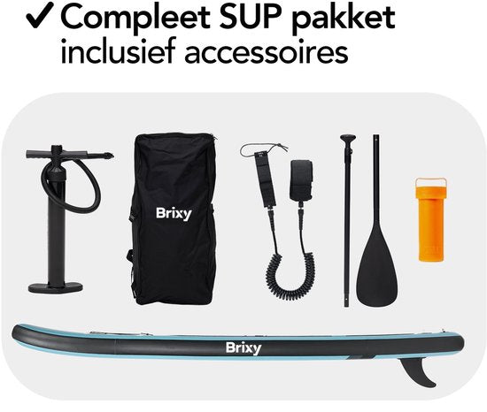 Brixy SUP Board - Opblaasbaar Paddle Board - Complete Set - 285 cm - Max. 150 kg - Mintgroen