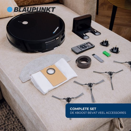 Blaupunkt - Bluebot XBOOST 2+ Robotstofzuiger - Met Dweilfunctie & Zelflegend Station - 140 min Gebruikstijd - Voor Huisdieren & Allergieën - Smart App Besturing - Kunststof & Zwart