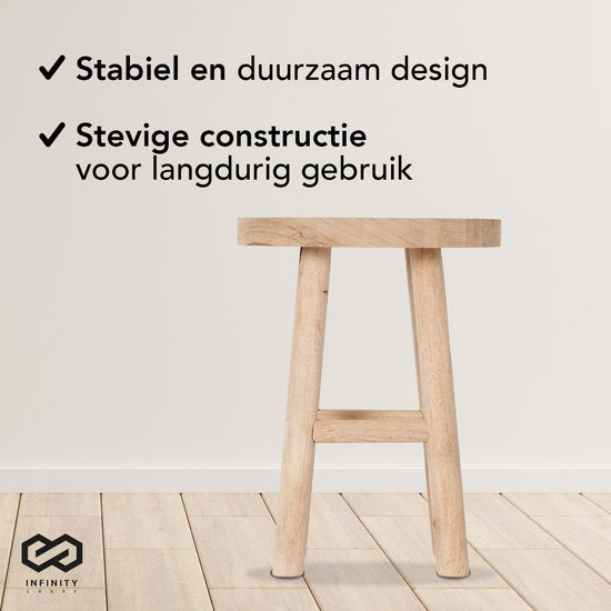 Infinity Goods Kruk Hout - Teakhout - Bijzettafel - Voetenbankje - Plantentafel - Opstapje - Tot 150 kg - Bruin