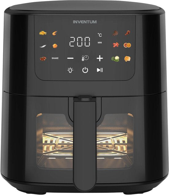 Inventum GF502HLDB Airfryer - 5L - Kijkvenster - 11 programma's - 70-200 °C - Tot 5 personen - Zwart - WK