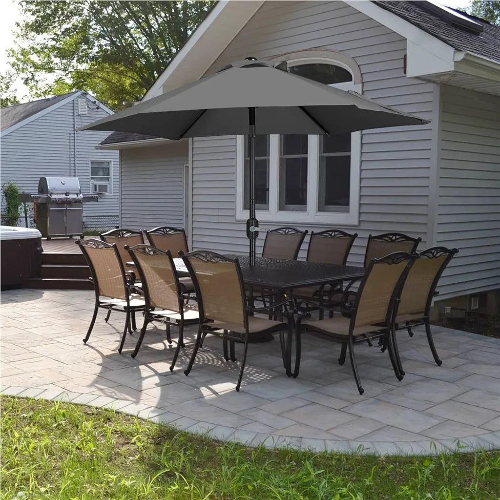 Yaheetech Parasol Ø226 cm – Grijs – 226 x 226 x 240 cm – Met Slinger en Kantelfunctie