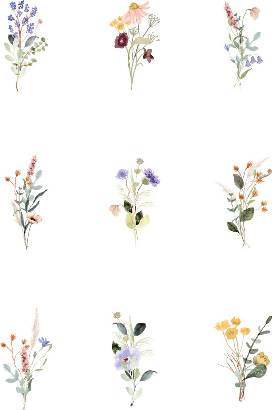 Partizzle 36x Droogbloemen Wenskaarten met Enveloppen Set - Zonder Tekst - Mooie Botanische Ansichtkaarten Versturen - Huwelijk en Bruiloft Trouwkaart Felicitatie - Aquarel Floraal / Bloemen / Natuur - 15x10 cm