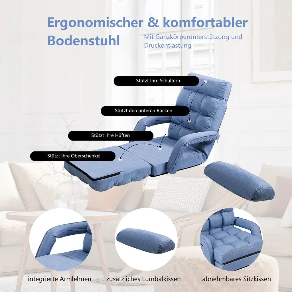 Coast Sofa Bed Lazy Folding Sofa Sleeping fauteuil voor thuis en kantoorblauw