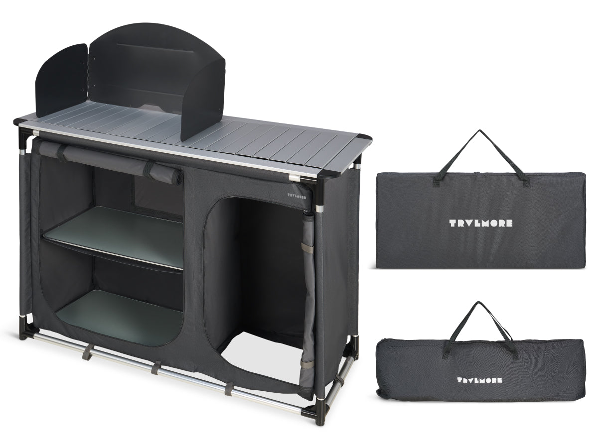 Trvlmore Campingkeuken met Windscherm en Afwasbak - 120 x 120 x 83 cm