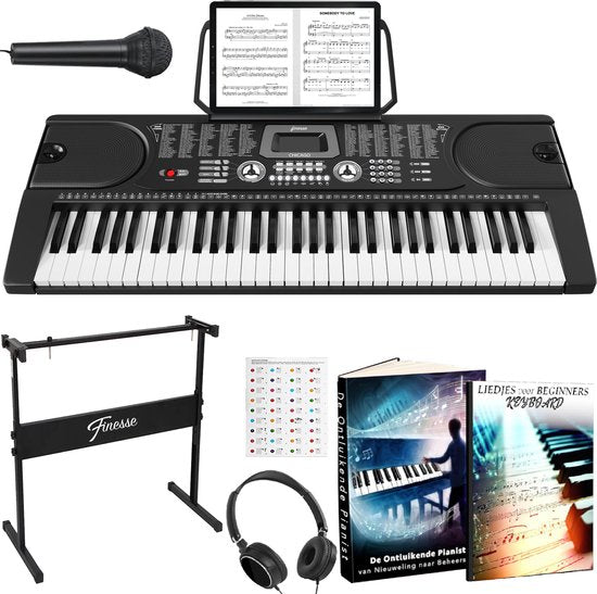 Finesse Keyboard Piano - Statief & Accessoires - 61 Keys - Digitale Piano - Elektrische Piano - Kind