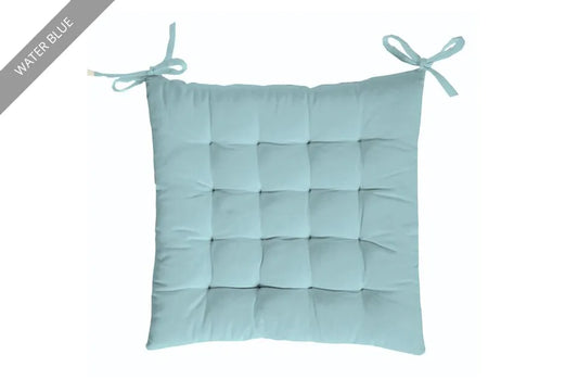 Luxueus Stoelkussen 37x37 cm – Water Blue | 100% Katoen | Comfort & Elegantie