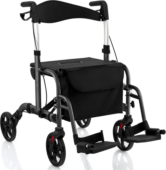Coast Opvouwbare Rollator - Multifunctioneel - Verstelbare Hoogte - Met Tas en Stokhouder - Zwart
