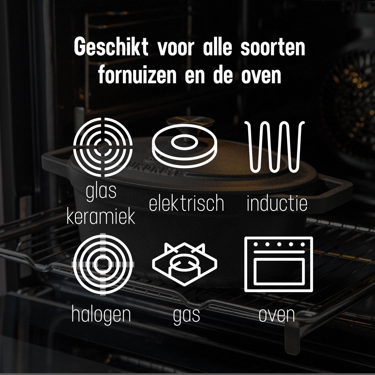 Daumonet Gietijzeren Braadpan 3L Ovaal - Inductie Sudderpan Zwart - Ø29CM - Hittebestendig tot 300°C - Zwart