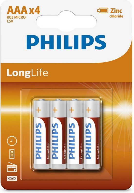 Philips LongLife Batterij AAA 4-pack