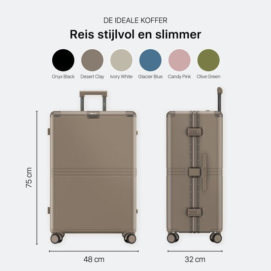 ONYX Hybrid Pro Check-in Koffer Large 100 Liter - Gerecycled Polycarbonaat en Ritsloos Design - Reiskoffer met TSA slot en Spinner wielen - Desert Clay