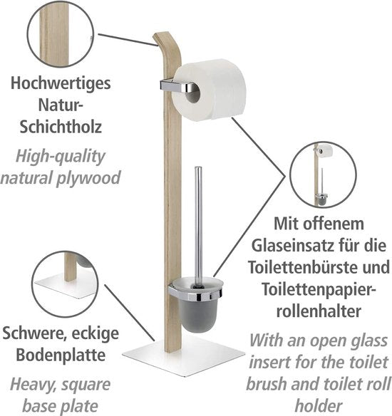 Staande wc-garnituur Samona Nature, wc-borstelhouder
