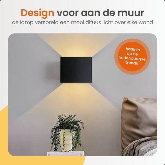 Goliving Wandlamp Oplaadbaar – Wandlamp Binnen – Draadloos – Met Bewegingssensor – USB–C – 4400 mAh – Warm Wit Licht – 10 x 10 x 10 cm – Zwart