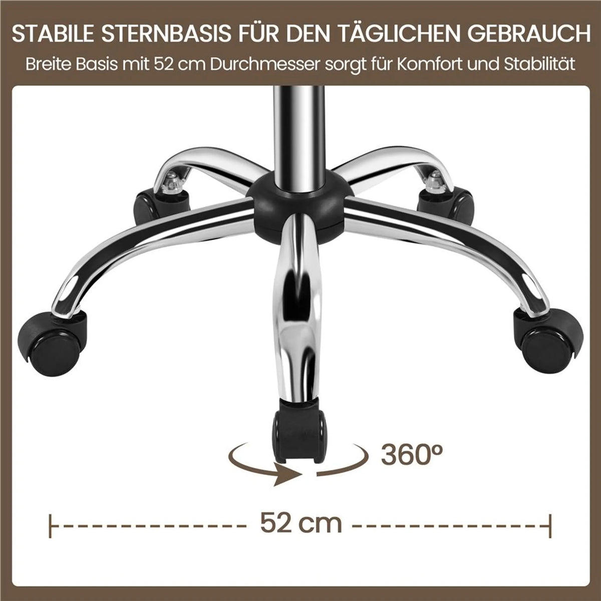 Yaheetech Barkruk Make-upstoel – 52 x 44,5 x 75,5-85 cm – Voorzien Van 10 cm Dik Zitkussen En 360° Rotatie En Verchroomd Metalen Frame – Voor Salon En Kaptafel – Zwart Kunstleer En Metaal
