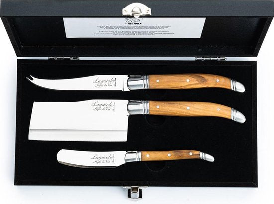 Laguiole Style de Vie Kaasmessenset Luxury Line - 3-delig - Olijfhout