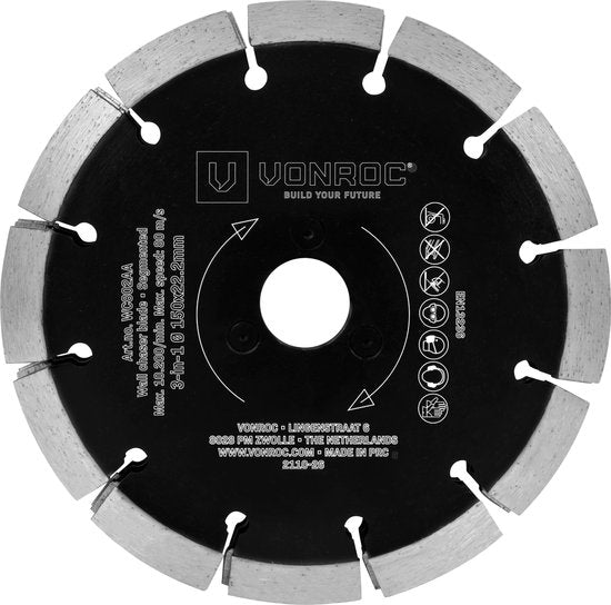 VONROC 3-in-1 Diamantzaagblad - 150x22,2mm - Voor VONROC PRO sleuvenfrees WC503AC