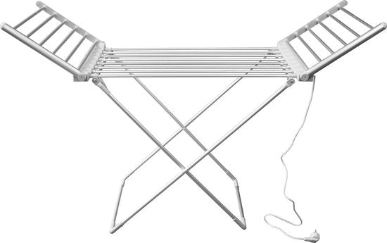 Vlectro Elektrisch droogrek - Opvouwbaar & Verwarmd – 147x54x94 cm – 220V – 230W –Wit/Zilver