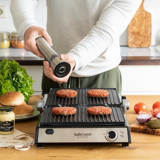 Safecourt Kitchen - 3-in-1 contactgrill - Broodrooster - Verwijderbare platen - 180 °C grill -  RVS