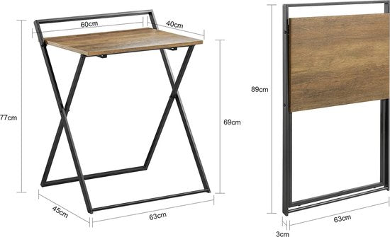 Mara Opvouwbaar Bureau - Computerbureau - Studietafel - Draagbaar - MDF - Bruin - 63 x 45 x 77 cm