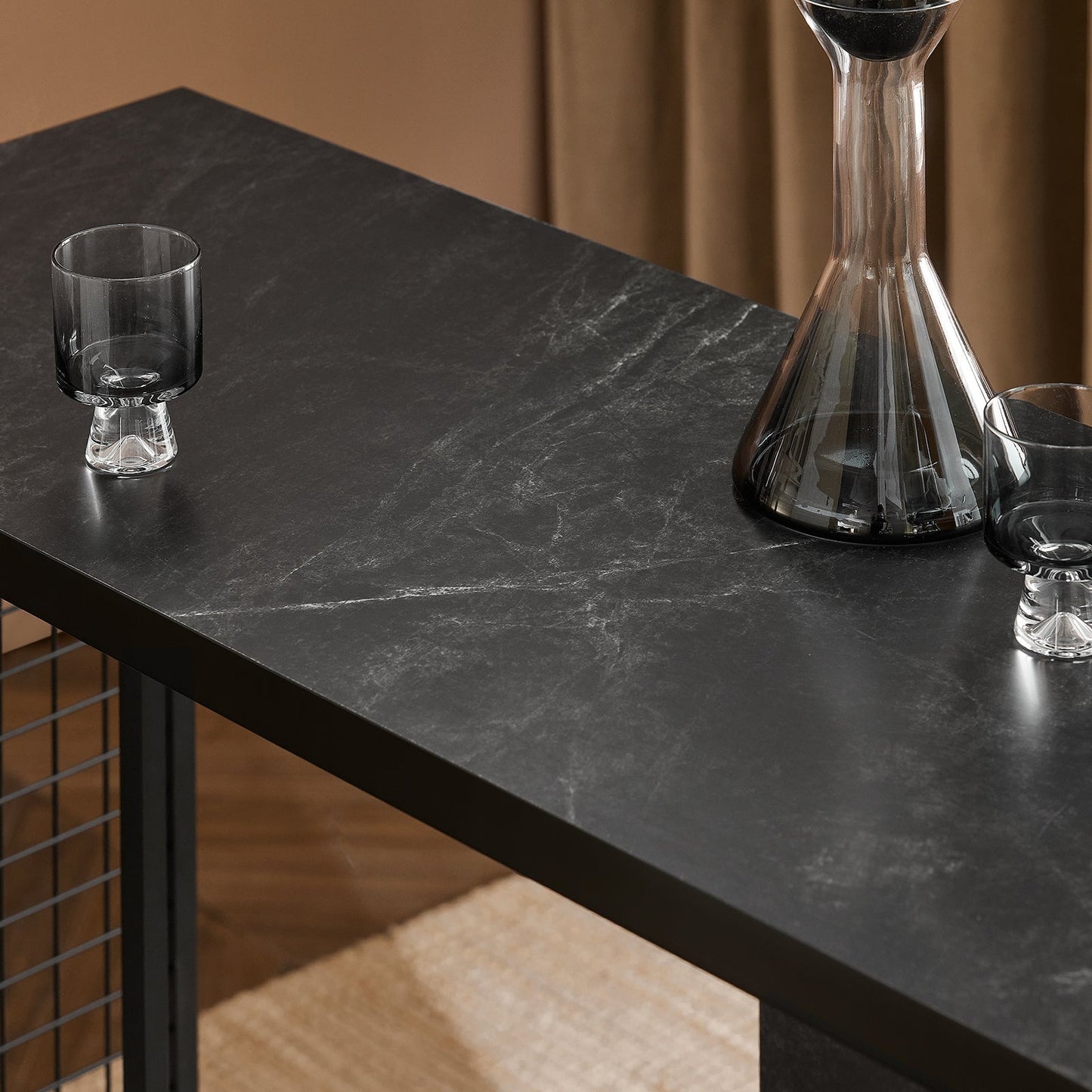 SoBuy Moderne Bartafel - Met Flessen en Glazenhouders - 120x50x105 cm - Zwart