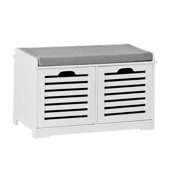Sale SoBuy FSR23-K-W Moderne Schoenenbank Schoenkist Met Zitkussen 2 Manden Wit Ca.