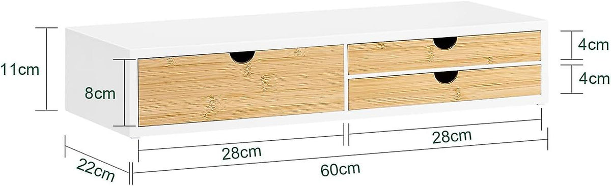 SoBuy - Monitor Stand BBF11-WN - 60 x 22 x 11 cm - Wit en Natuurlijk