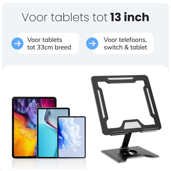 Luft Tablethouder - Tot 13 inch - Tabletstandaard - iPad houder - Samsung tablet - Statief
