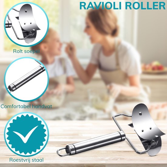 Qualisce Dumpling Maker - Pastamachine - Uitsteekvormpjes - Ravioli Snijder - Deegroller - RVS