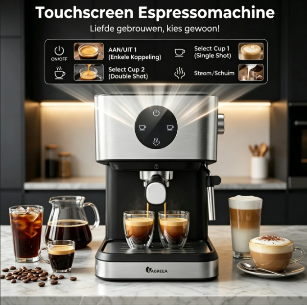 Iagreea Espressomachine CM3050 - 20 Bar - Stoompijp - 1,5L - RVS