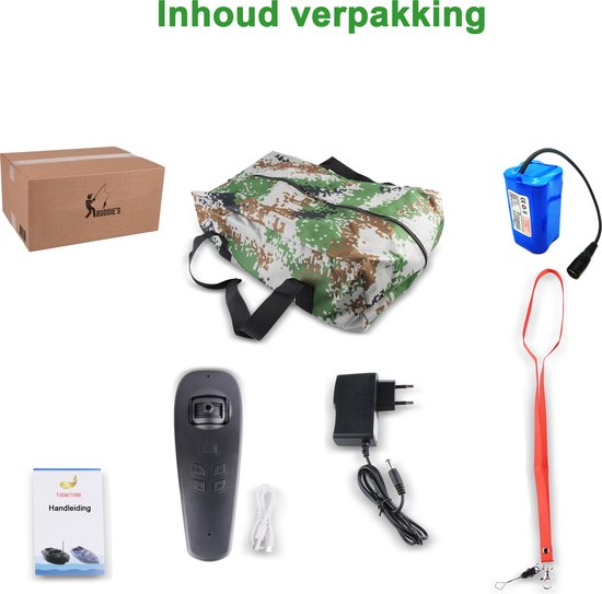 BUDDIE'S® Voerboot – 3KG Laadvermogen - 2 Voerbakken - Verlichting – 500 meter bereik – Opbergtas - Voerboot Karper – Baitboat – Karpervissen