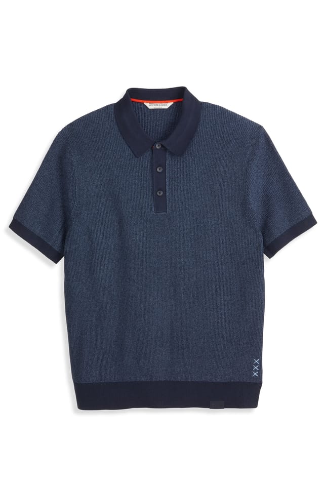 Scotch & Soda Sweater Polo Sky Captain - Gerecycled Katoenmix - Donkerblauw - S