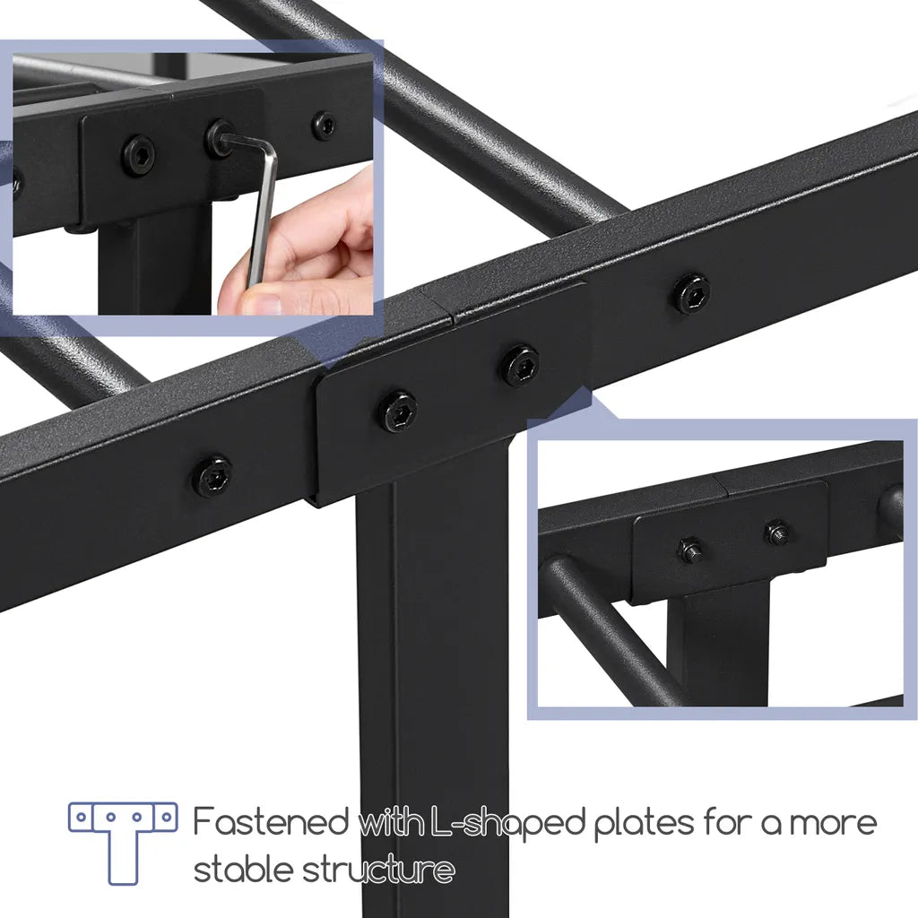 Yaheetech Metalen Bedframe Vintage met Opbergruimte, 140x200 cm, Zwart