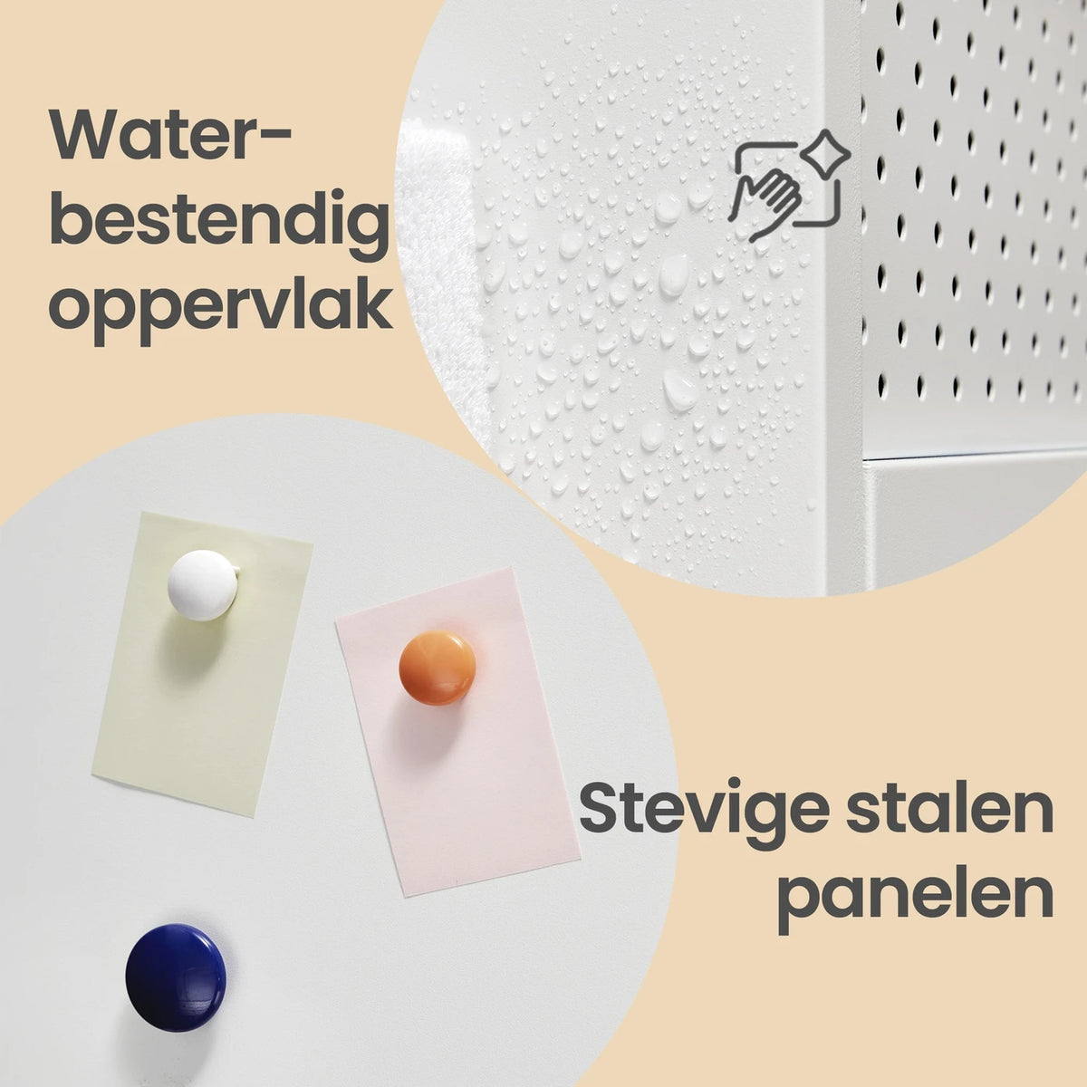 Ochama Metalen Opbergkast 80 x 40 x 76 cm - Dubbele Deuren - Verstelbare Plank - Mat Wit en Kameelgeel