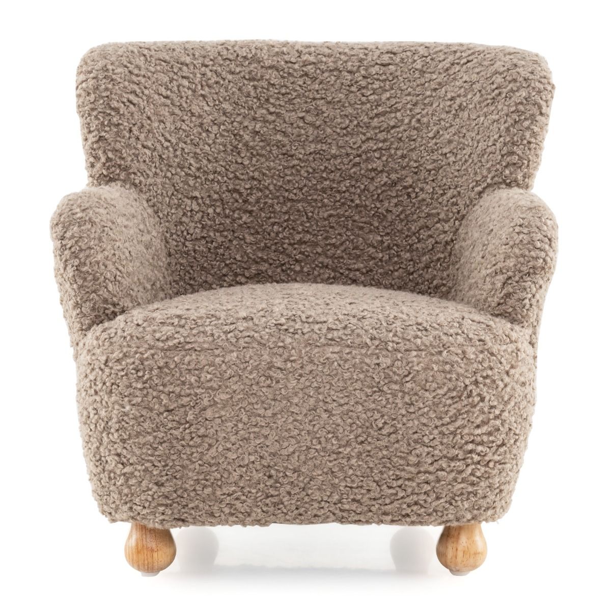 Coast Kinderfauteuil met rugleuning - houten poten - gestoffeerde kinderstoel - lichtbruin