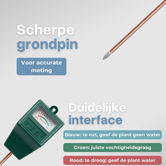 TIKKENS® Vochtmeter Bodem Planten - Vochtigheidsmeter Bloemen/Planten - luchtvochtigheidsmeter - tuinartikelen / accessoires