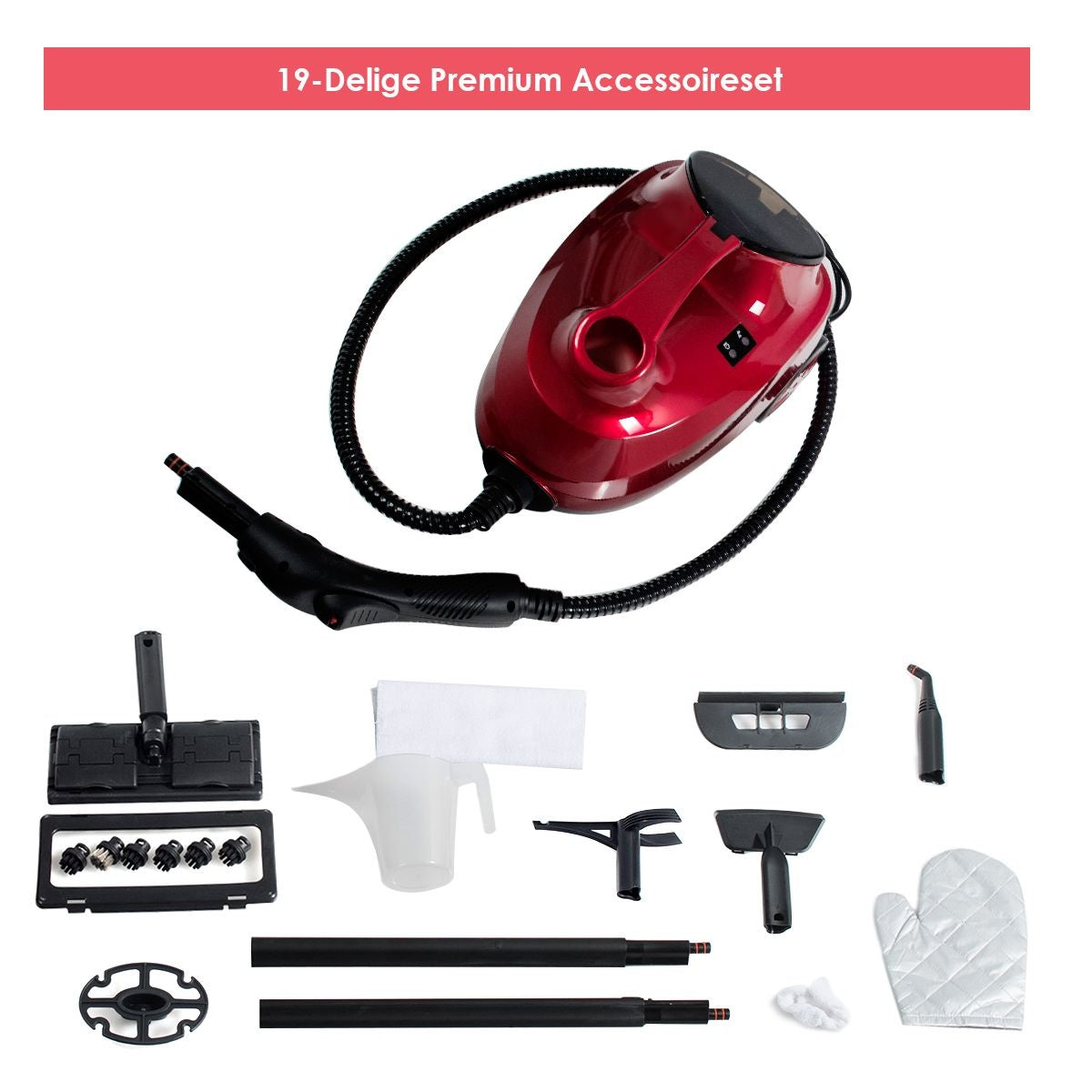 Coast Stoomreiniger - 2000W - 1,5 Liter - Incl. 19 Accessoires - EasyFix - Rood