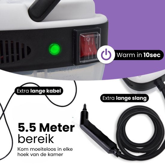 Hendriqs® XL Stoomreiniger 105 °C - 1,5L Stomer voor Keuken & Badkamer & BBQ - Handstoomreiniger Schoonmaak - Stoomapparaat Reiniger - Handstomer - Steam Cleaner Stoom - Reinigingsmachine - Draagbare Vlekkenreiniger - Stoomapparaat Badkamer