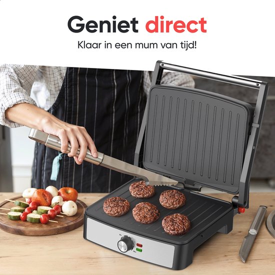 Kitchenwell Contactgrill - Grill apparaat - Tosti apparaat - Anti-aanbaklaag - 3-in-1 -180 °C grill