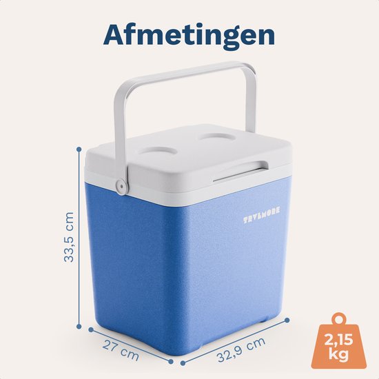 TRVLMORE Koelbox 14L - 47 Uur Koeling - Frigobox - Inclusief Koelelement - Koelbox Klein - Blauw