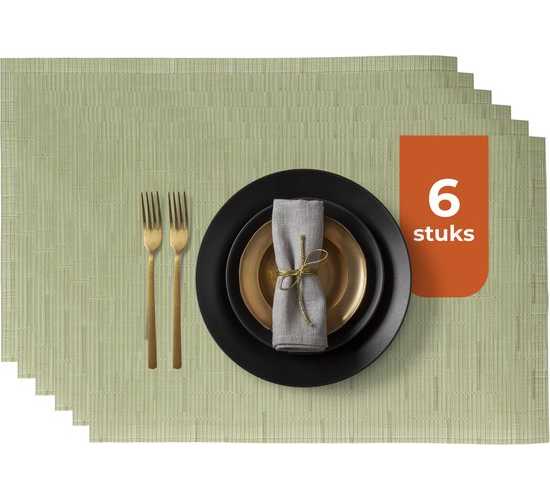 Castagnola Placemats - Placemat van Kunststof - Onderlegger - Onderzetter - Placemats Plastic en PVC - 6 Stuks - 45 x 30 cm - Groen