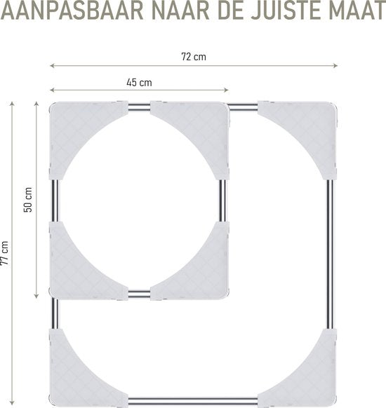 Noswo Wasmachine Verhoger - Tot 300 KG - Verstelbare Multitool - Anti Vibratie Dempers - Ook geschikt voor Vaatwasser, Koelkast, Vriezer en Droger - 45/63 x 11/13 cm