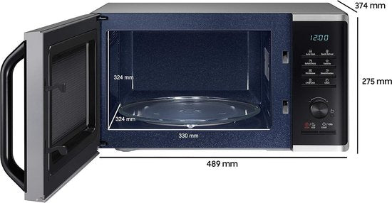 Samsung Magnetron MS2AK3515AS/EG – 800 W – breedte 48,9 cm – binnenkant geglazuurd keramiek krasbestendig – Quick Defrost ontdooiprogramma Binnenkant van krasbestendig geëmailleerd keramiek