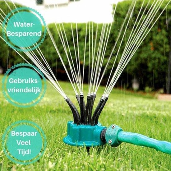 Premium Multifunctional Sprinkler – Voorzien Van 12 Buigbare Sproeikoppen En Grondpin En 35m² Bereik – Voor Gazon En Border – Groen Kunststof – 12 Koppig