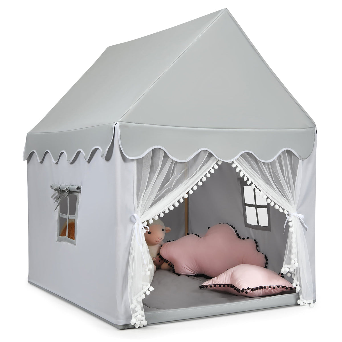 Coast Children's Play House Play House met massief houten frame en katoenmatras 120 x 105 x 140 cm grijs