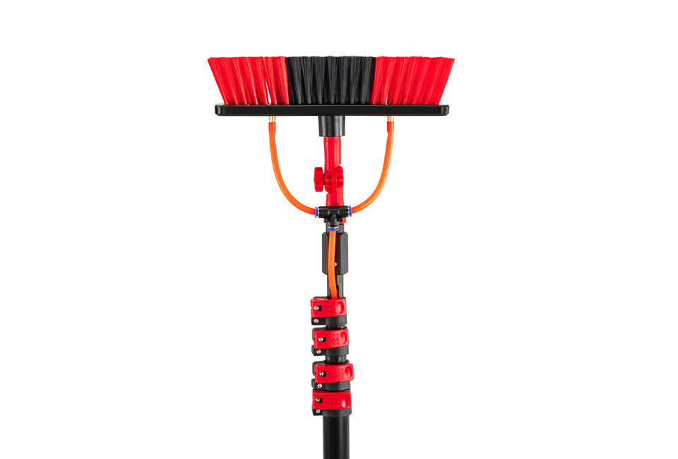 Hortensus Waterborstel - Telescopisch - Incl. Zeepdispenser - 460 x 29 x 7cm - Rood