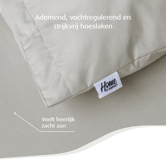 Home by Tempur - Topper Hoeslaken - Nature - 90 x 200 x 9 cm - Egyptisch katoen - Strijkvrij