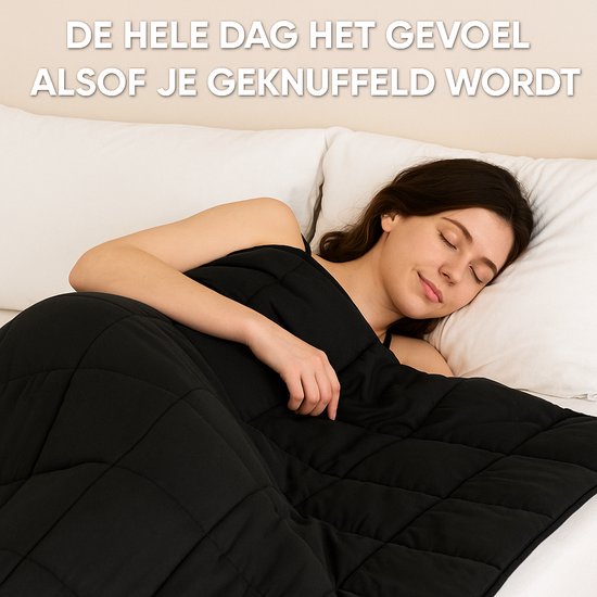 Vonia Verzwaringsdeken 7 kg - Verzwaarde Deken - Weighted Blanket - 150 x 200 cm – Zwart