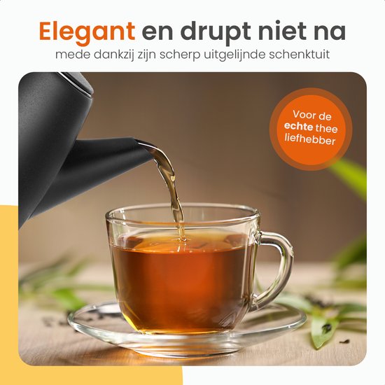 Goliving Theekan met Filter - 1 Liter - Theepot - Dubbelwandig - RVS - Thee Infuser - Mat - Zwart