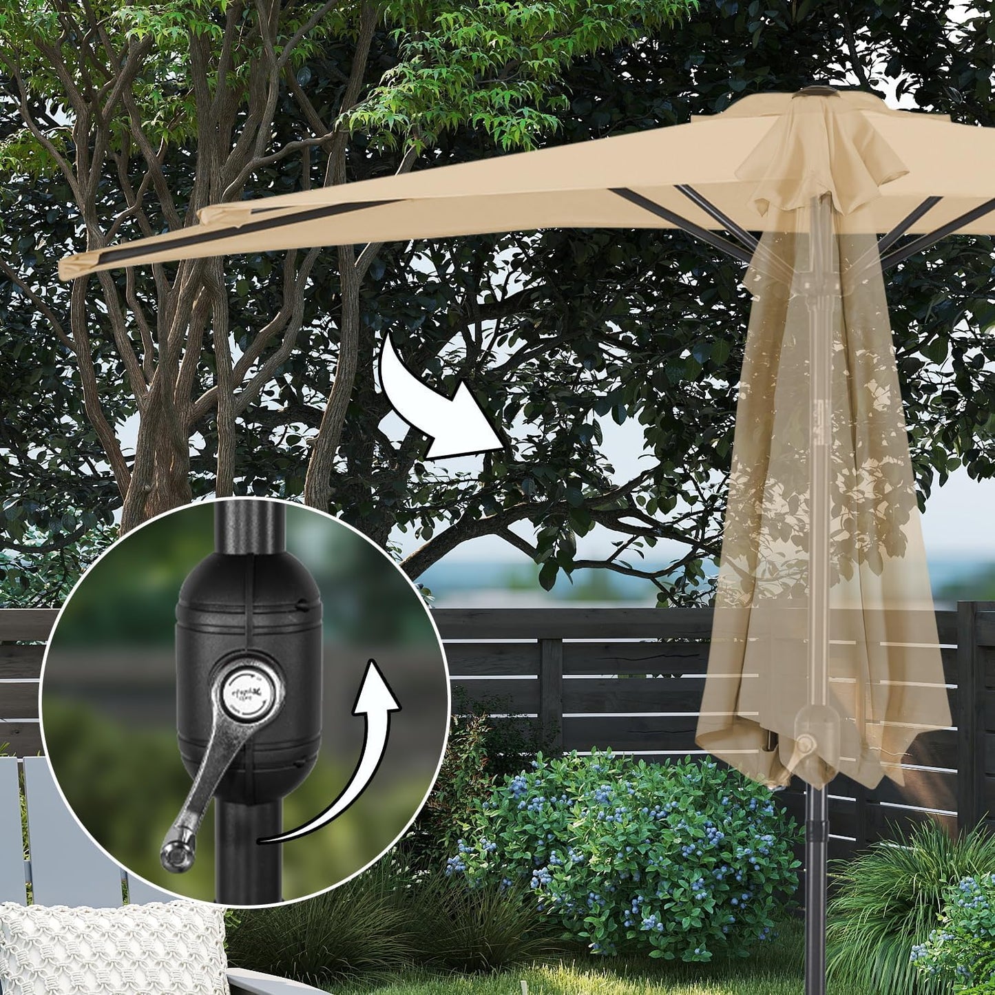 Angel Living Balkonparasol - Halfrond - 265 x 132 cm - Beige
